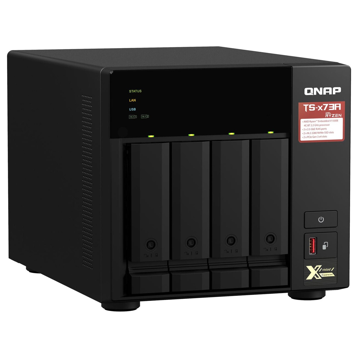 

Сетевое хранилище QNAP TS-473A, 4 отсека, 8Гб DDR4, без дисков, черный