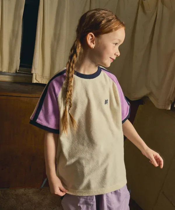 Детская футболка с коротким рукавом, терри, Kids tag terry tee, BROWNBREATH, фиолетовый