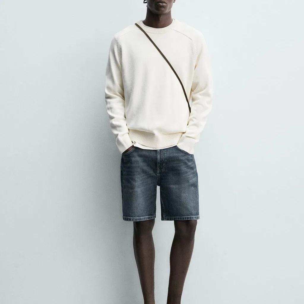 Мужские джинсовые шорты ZARA, Синий — фото 4