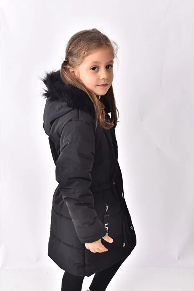 Детский пуховик для девочек водонепроницаемый Öfi Kids, Black — фото 4