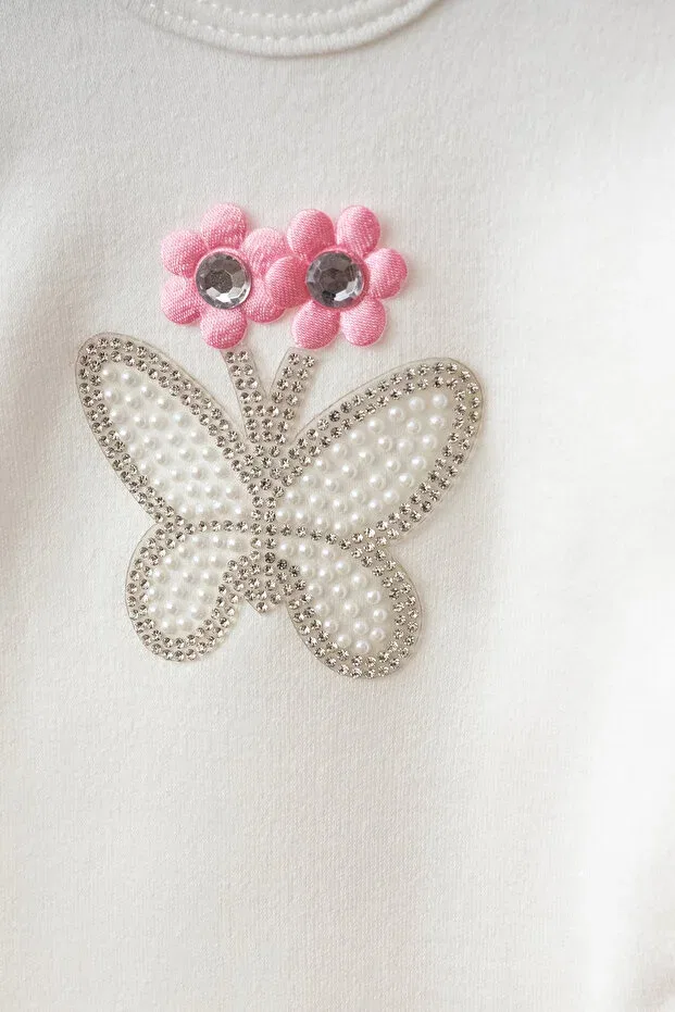 Детский комплект для девочек с принтом Stoned Butterfly Daisy Tutu Skirt Set Petite Ponpon Baby, Pink — фото 3
