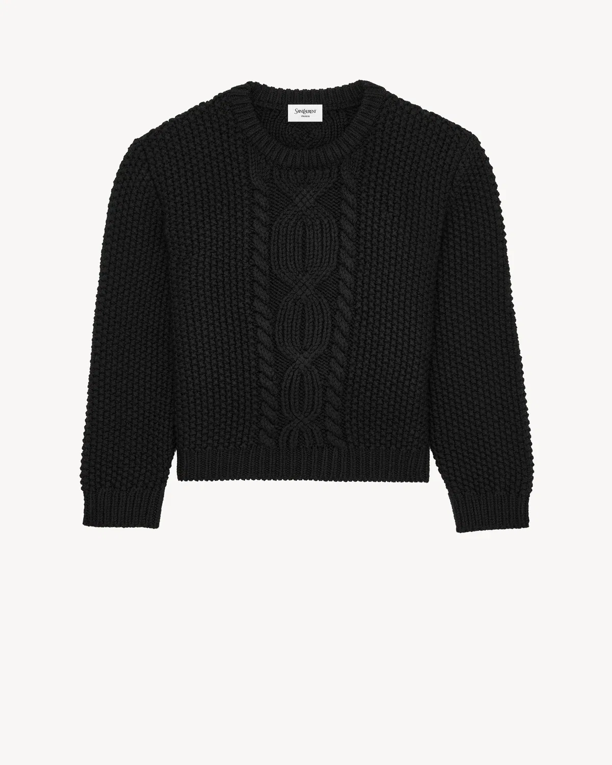 Свитер с круглым вырезом из шерстяного трикотажа SAINT LAURENT, черный