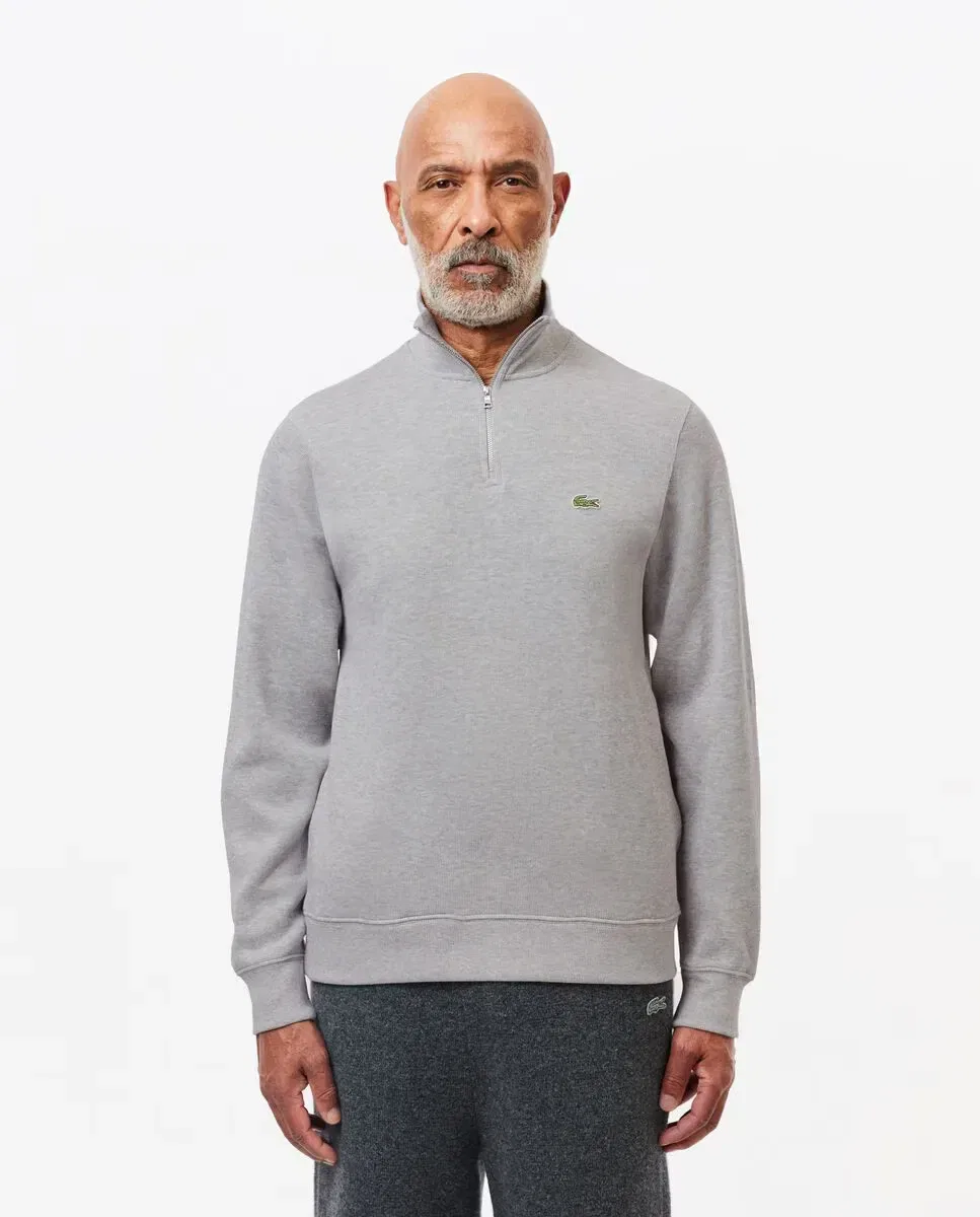Свитшот мужской Lacoste с высоким воротником и молнией, интерлок, Gris