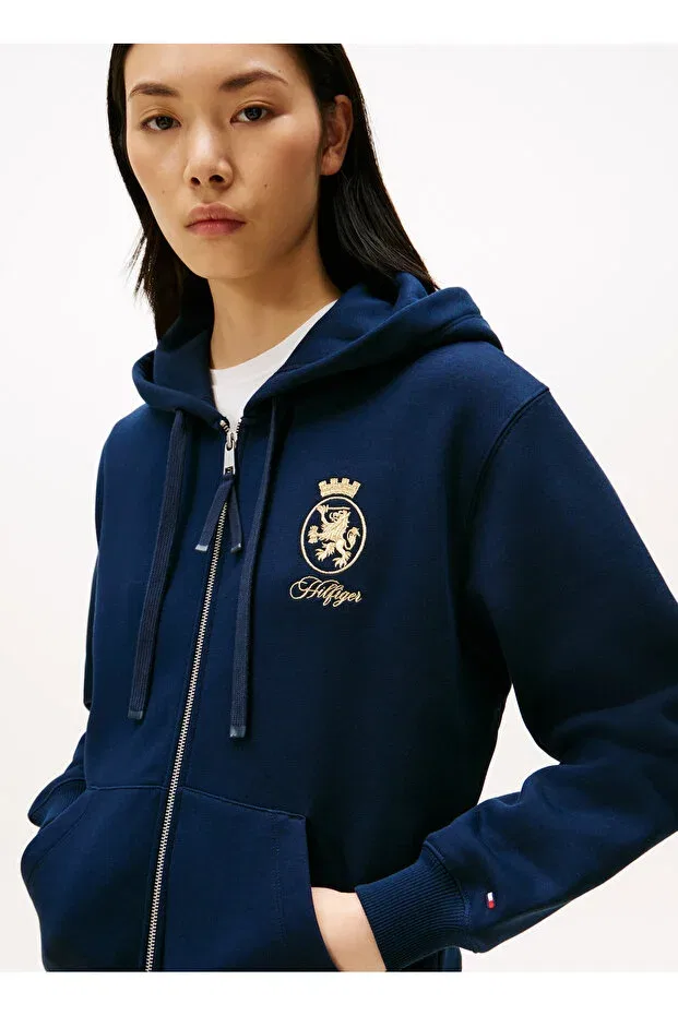 Женские свитшот с капюшоном с вышивкой Tommy Hilfiger, Blue — фото 3