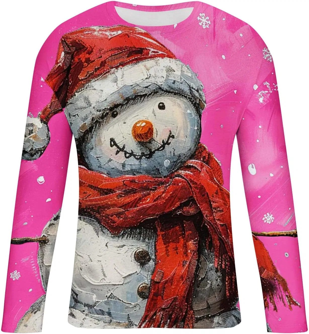 Мужская футболка с принтом снеговика Long Sleeve, Pink — фото 3