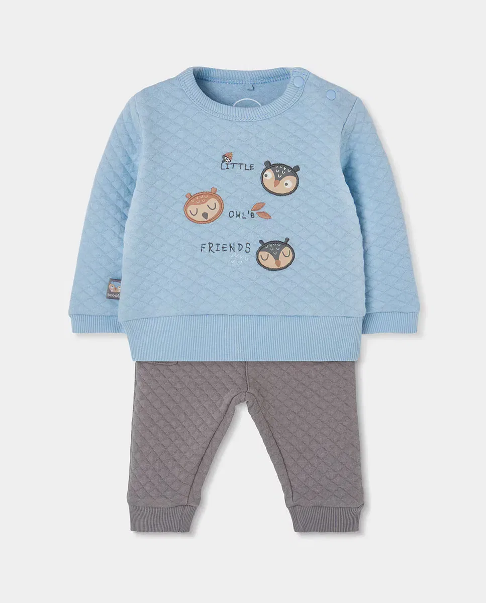 Детский комплект для мальчиков с принтом Little Owl's Friends Boboli, Azul Claro