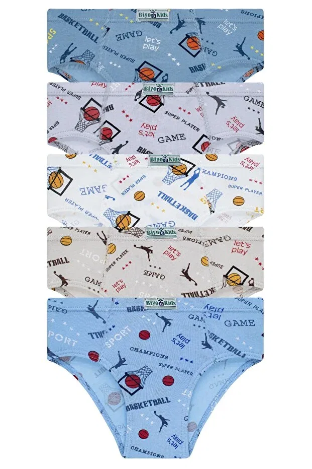 Детские трусы для мальчиков хлопковые комплект 5 шт Basketball Biyokids, Colored