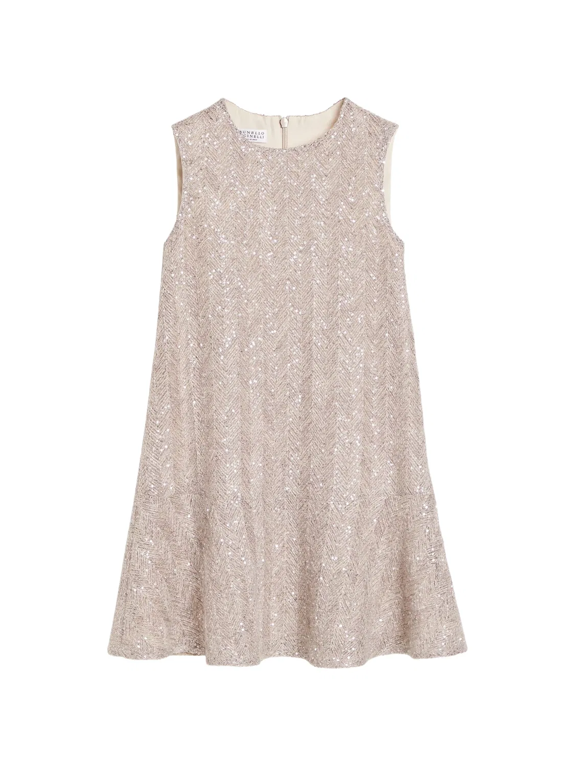 Платье с пайетками Brunello Cucinelli Kids, нейтральные цвета