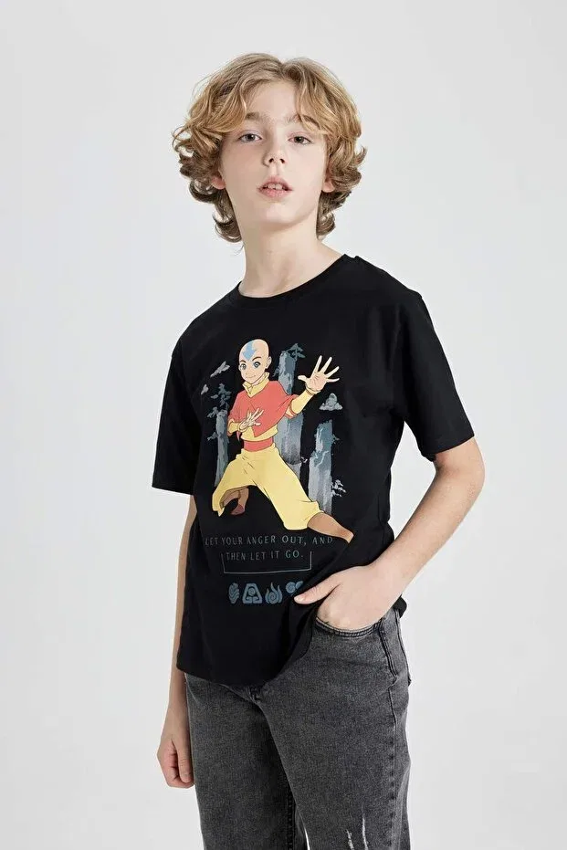 Детская футболка для мальчиков с принтом Boy'S avatar the last airbender crew neck short sleeve t-shirt c0381a824sm Defacto, Black Bk81 — фото 4