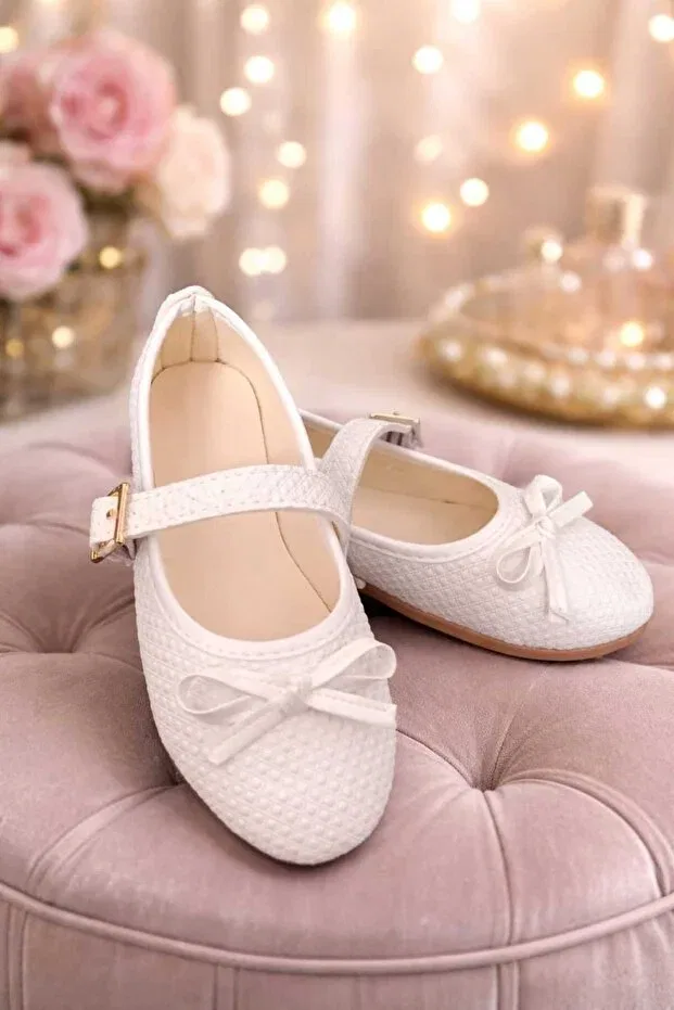 Детские балетки для девочек из искусственной кожи T-Step, White Hair Clip