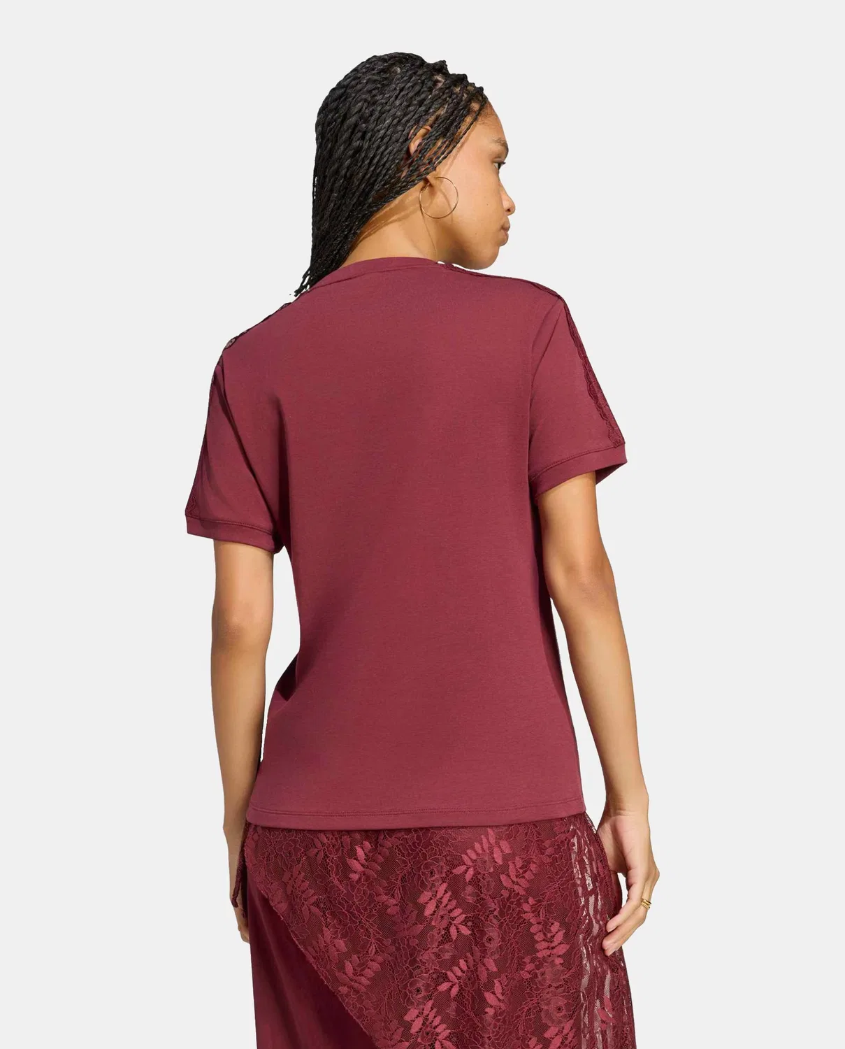 Женская футболка из кружева, Firebird Originals, adidas, Burgundy — фото 2
