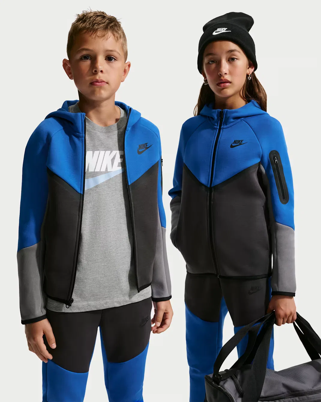 Толстовка на молнии для детей постарше Nike Sportswear Tech Fleece, Game Royal/Anthracite/Smoke Grey/Black