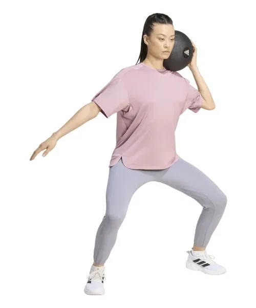 Женская футболка с коротким рукавом свободного кроя Adidas Training Essentials Plus, Черный — фото 3