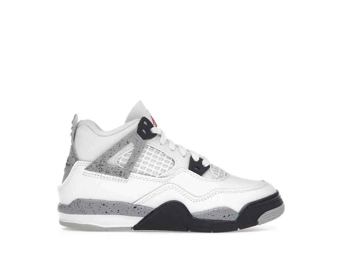 Детские кроссовки с принтом Jordan 4 Retro Jordan, Summit White/Fire Red-Tech Grey-Black