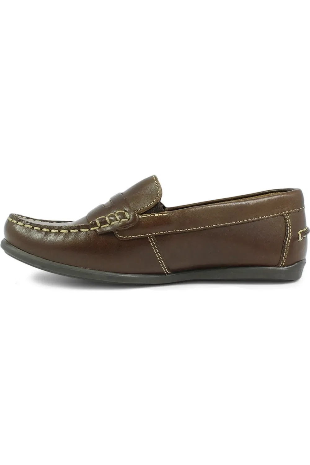 Детские туфли лоферы на плоской подошве Jasper Jr Florsheim, Brown Leather — фото 2