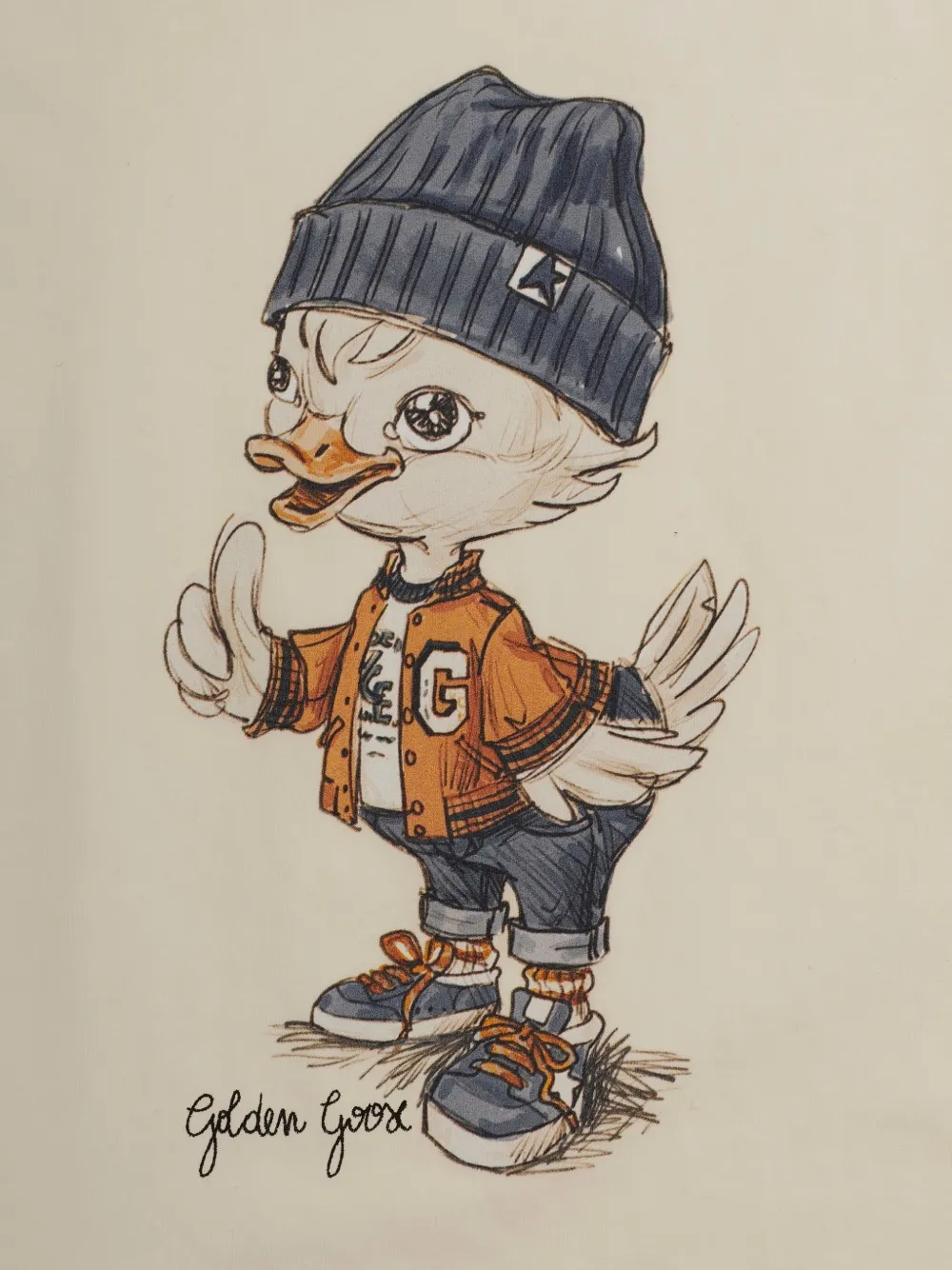 Футболка с мультяшным принтом Golden Goose Kids, бежевый — фото 3