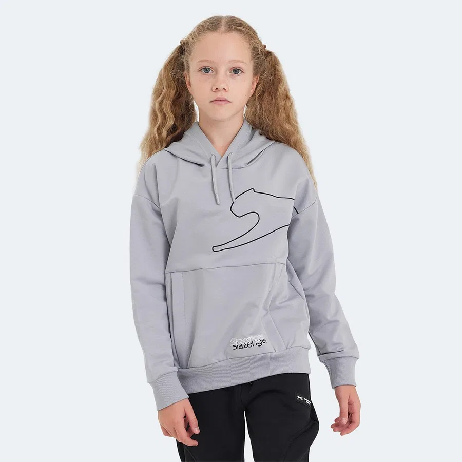 Детский свитшот с капюшоном и карманом Slazenger Link, Темно-серый — фото 4