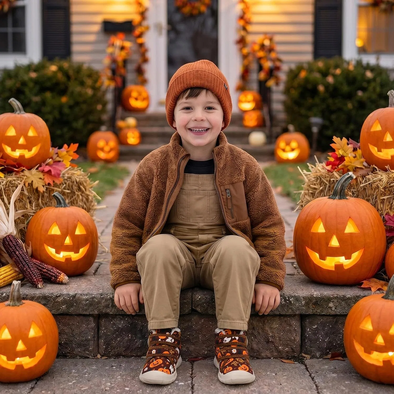 Детские зимние сапоги для девочек и мальчиков с меховой подкладкой LeIsfIt, Pumpkin — фото 2