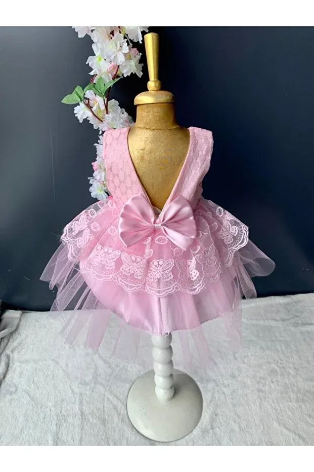Детское платье для новорожденных с длинным рукавом Petite Ponpon Baby, Pink — фото 4