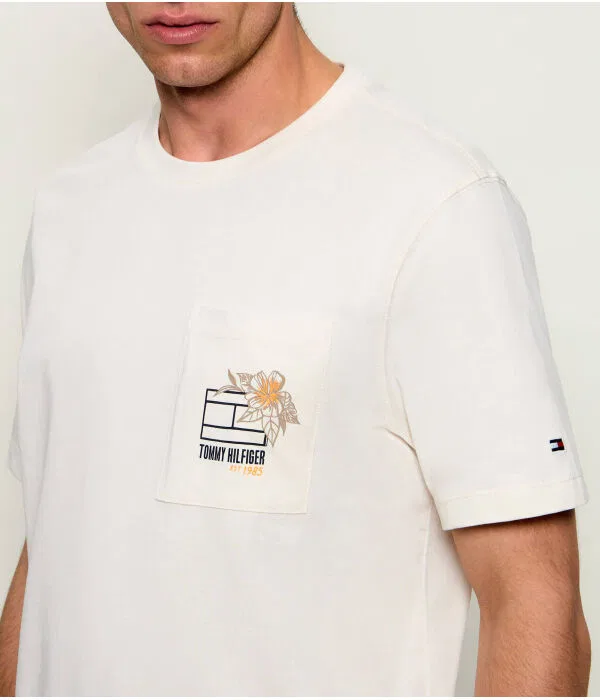 Мужская футболка хлопковая T-Shirt Tommy Hilfiger, Écru — фото 4