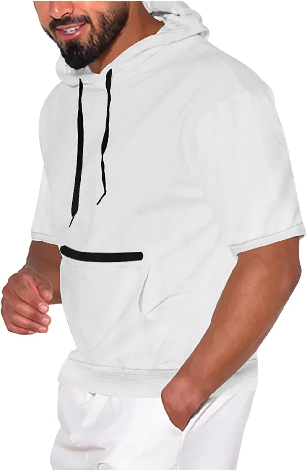 Мужская спортивная худи с капюшоном Dry Fit, White — фото 4