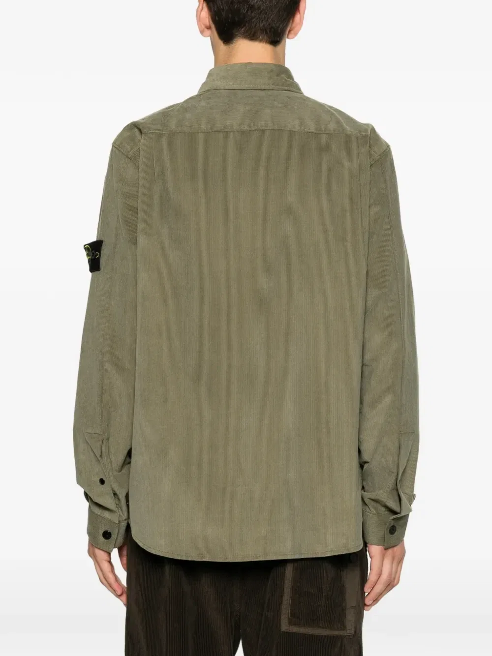 Рубашка из вельветовой ткани с логотипом-нашивкой Stone Island, зеленый — фото 4