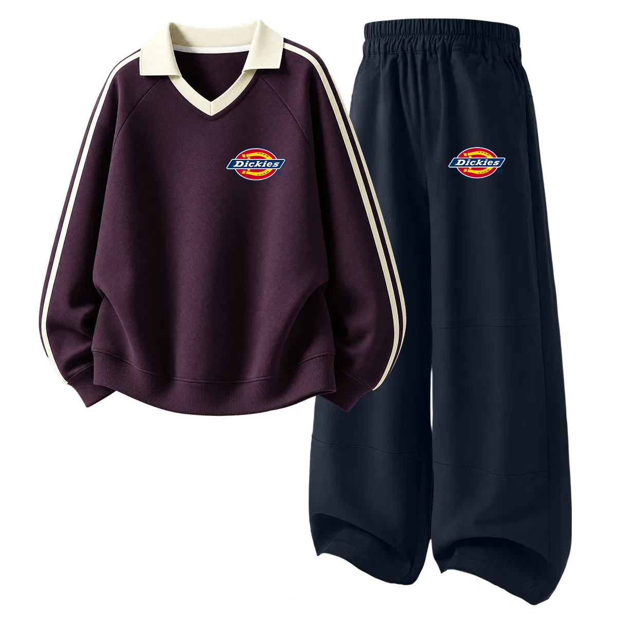 Детский комплект спортивной одежды с воротником-поло, модель Standard Thick K, Dickies, Berry Dark Reddish Purple/Silicone Navy Blue