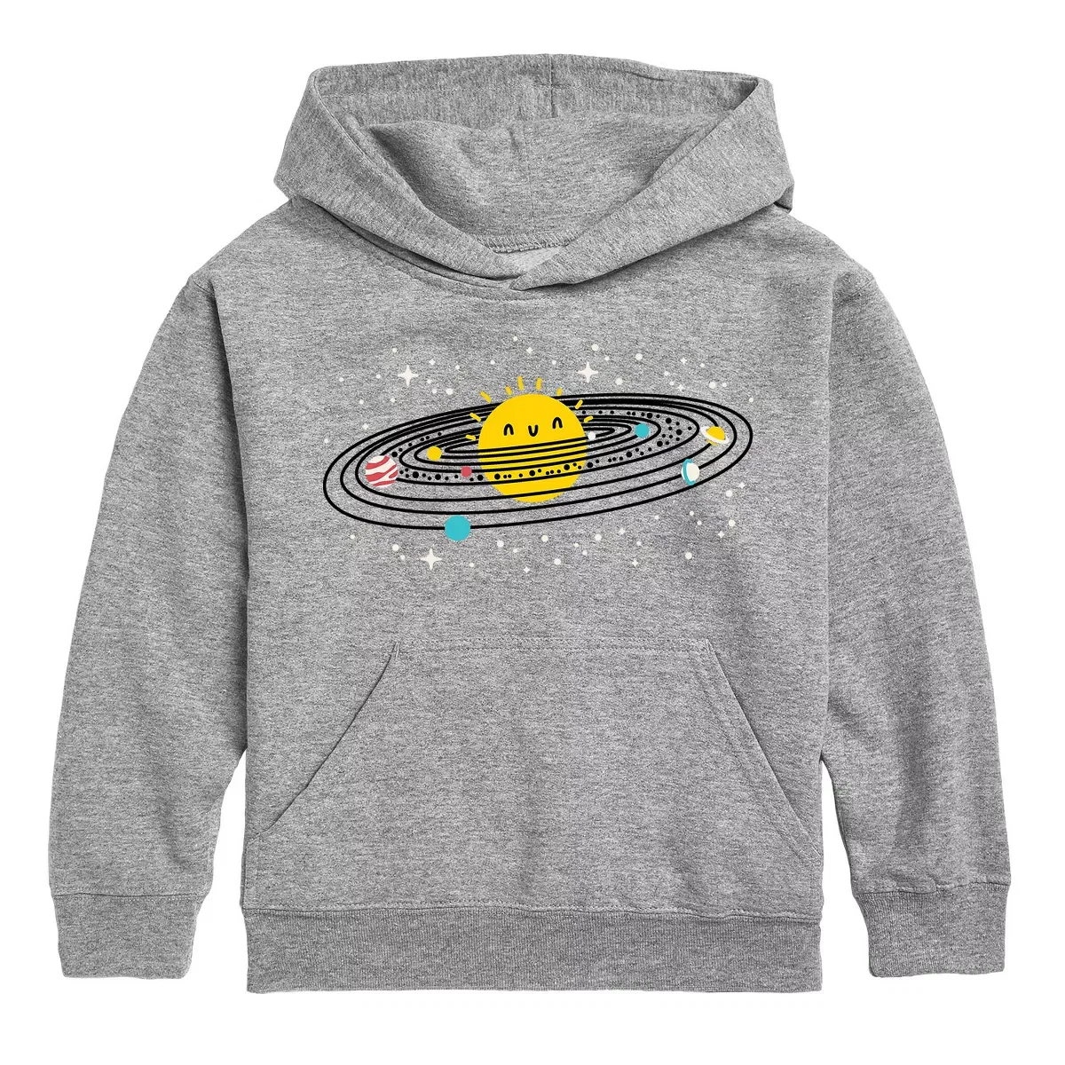 Детское худи на молнии с принтом Cute Solar System Instant Message, Athletic Heather
