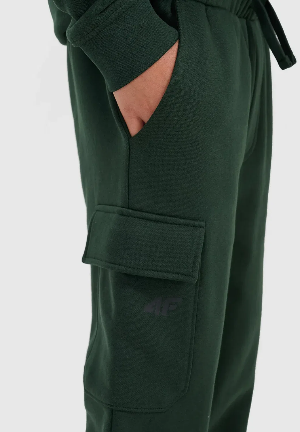 Spodnie dresowe joggery chłopięce - zielone 164 (13-14 лат) - спортивные штаны 4F, Dark Green — фото 4