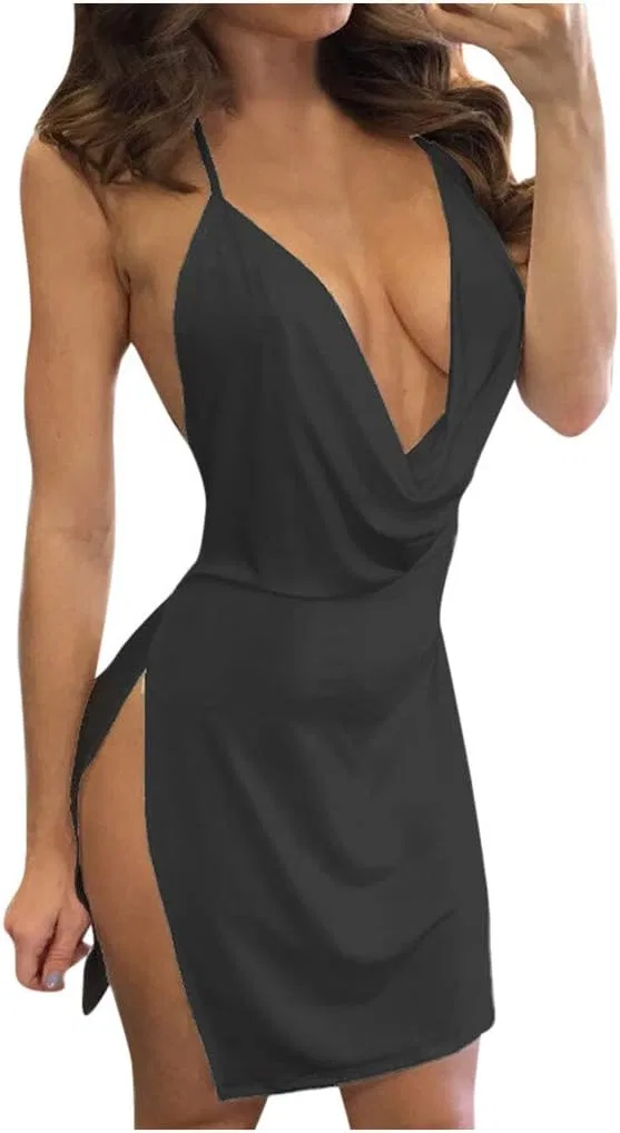 Женское сексуальное платье с открытой спиной Slim Fit, Black