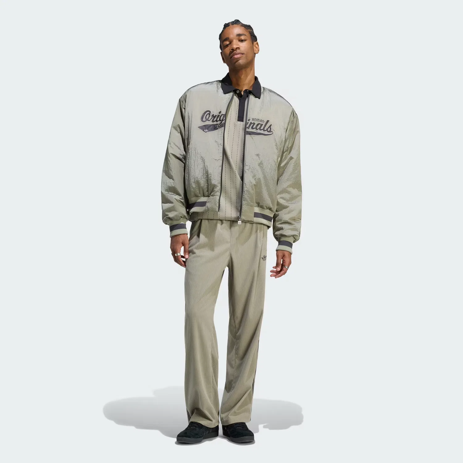 Мужская куртка-бомбер свободного кроя Shiny Originals Adidas Originals, Silver Pebble — фото 3