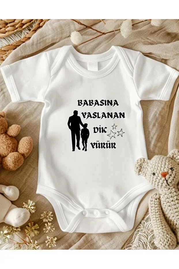Детское боди для новорожденных с принтом Dad Lupi, Light Cream Baby Blue