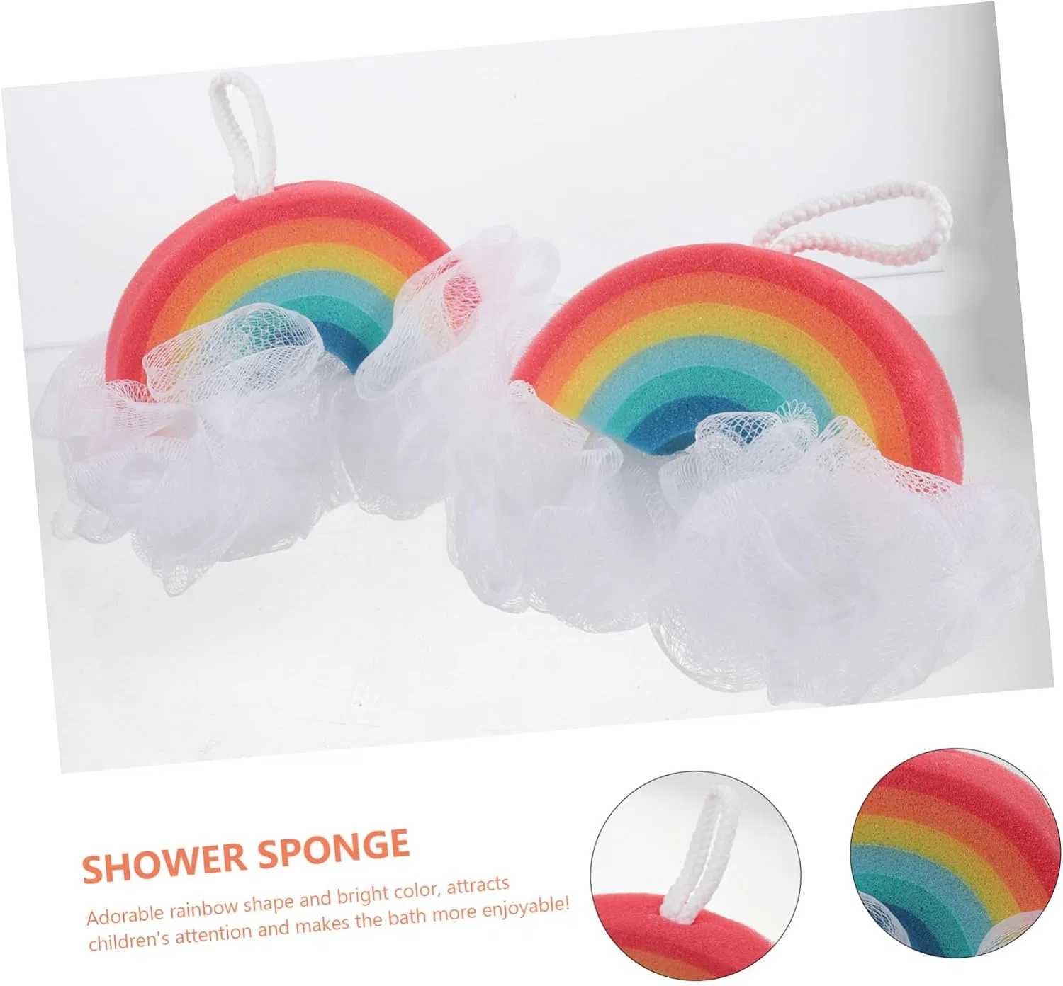 Набор мочалок для душа Regenbogen, 2 шт, ABOOFAN, 23x12x3.5 см — фото 3