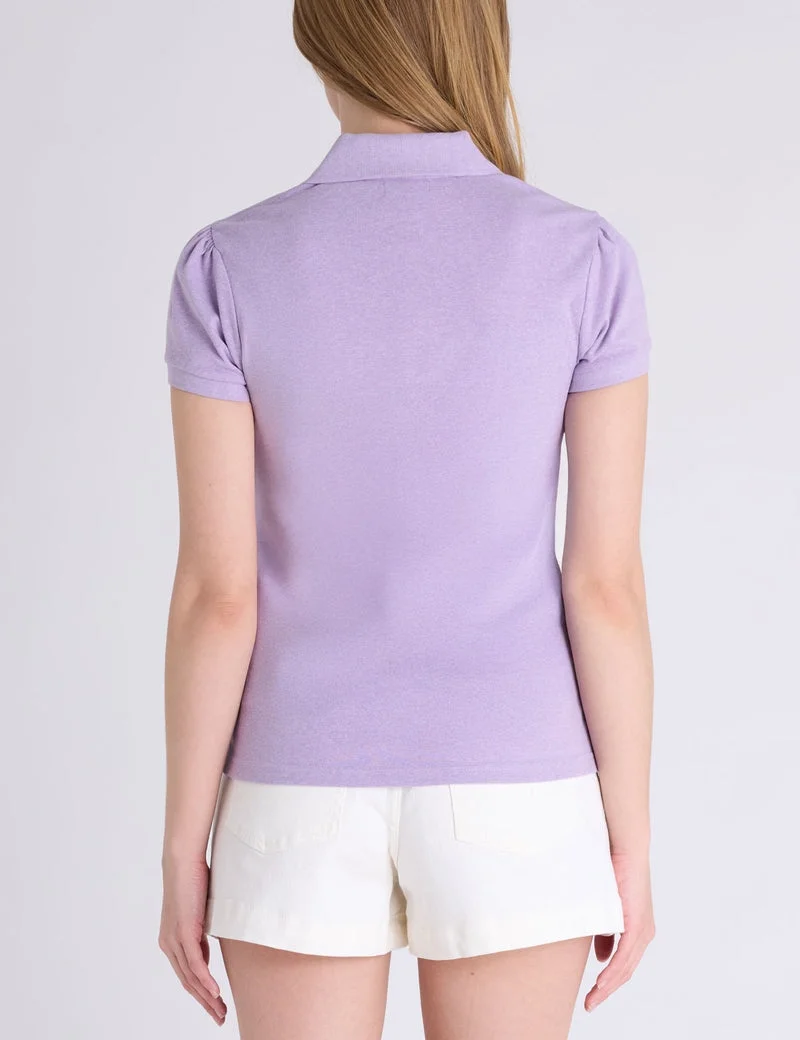 Футболка-поло U.S. Polo Assn Half Zip Puff Sleeve Heather, серо-фиолетовый — фото 2