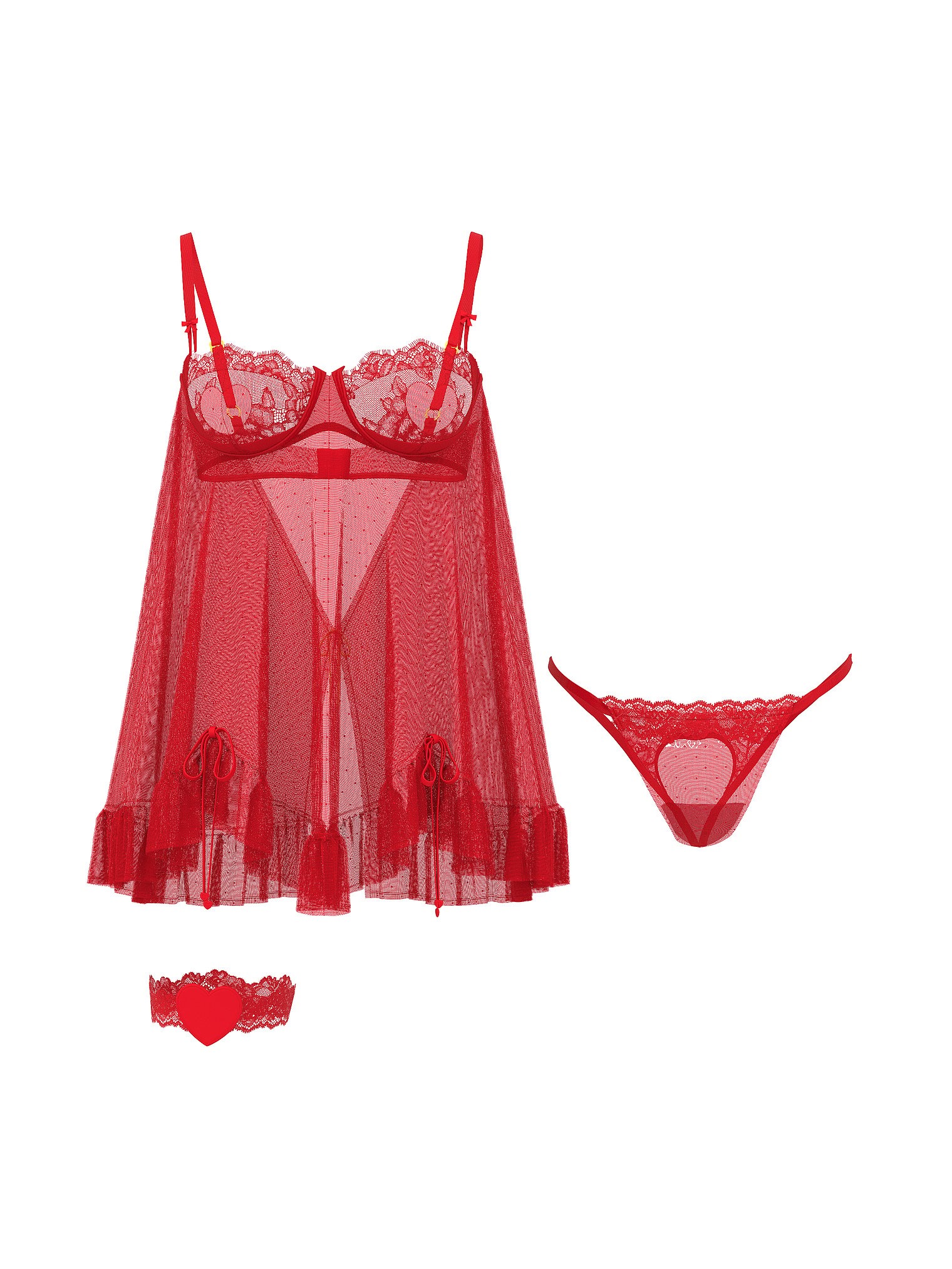 

Комплект белья Victoria's Secret Very Sexy Cupid Babydoll Dress-Up Lingerie, красный