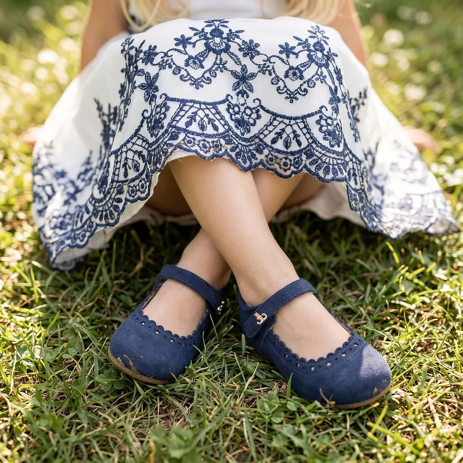Детские туфли Мэри Джейн для девочек с принтом THEE BRON, Navy Blue — фото 3