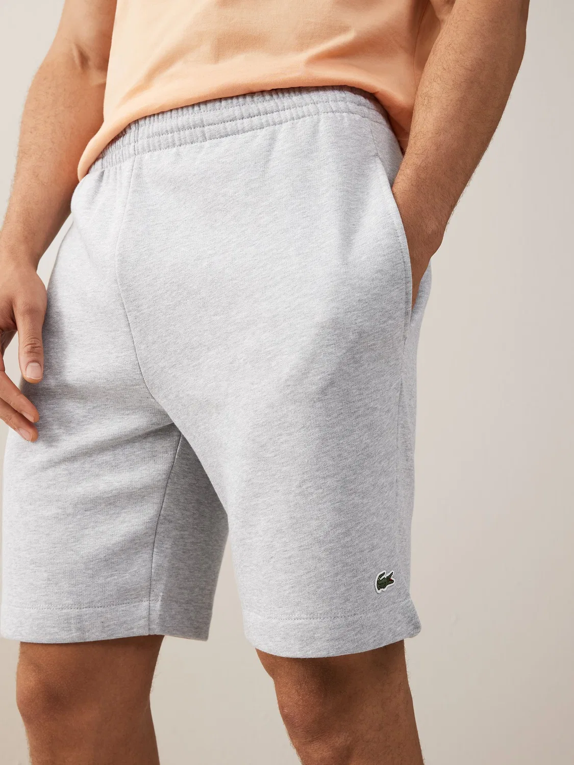 Lacoste Серые шорты из флисового джерси стандартного кроя — фото 3