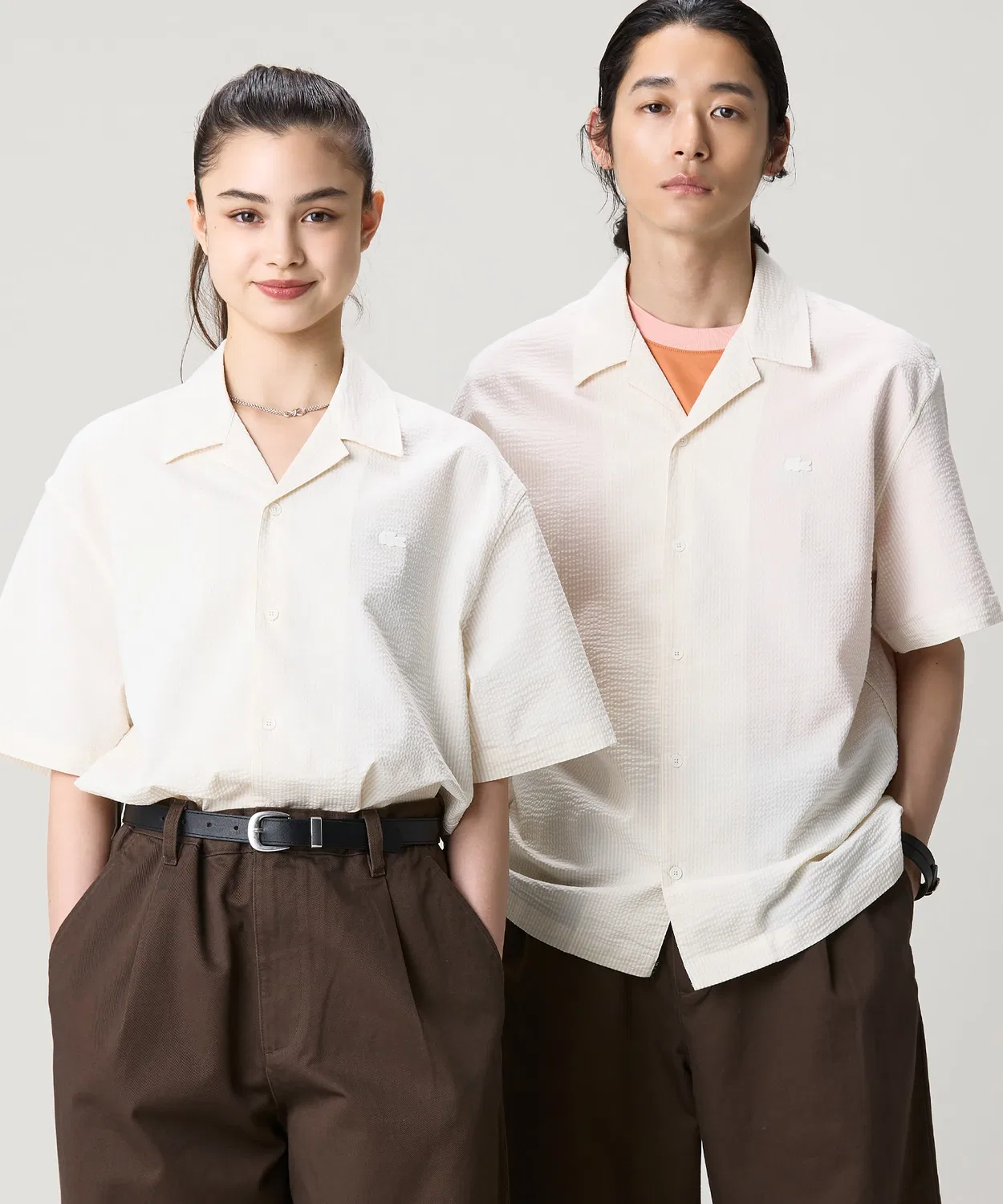 Мужская рубашка с коротким рукавом из сисакуера, свободный крой LACOSTE, Черный — фото 3