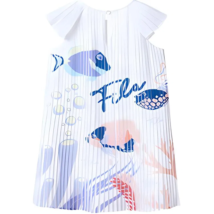 Детское платье для девочек с принтом FILA KIDS, White All Over Print — фото 3