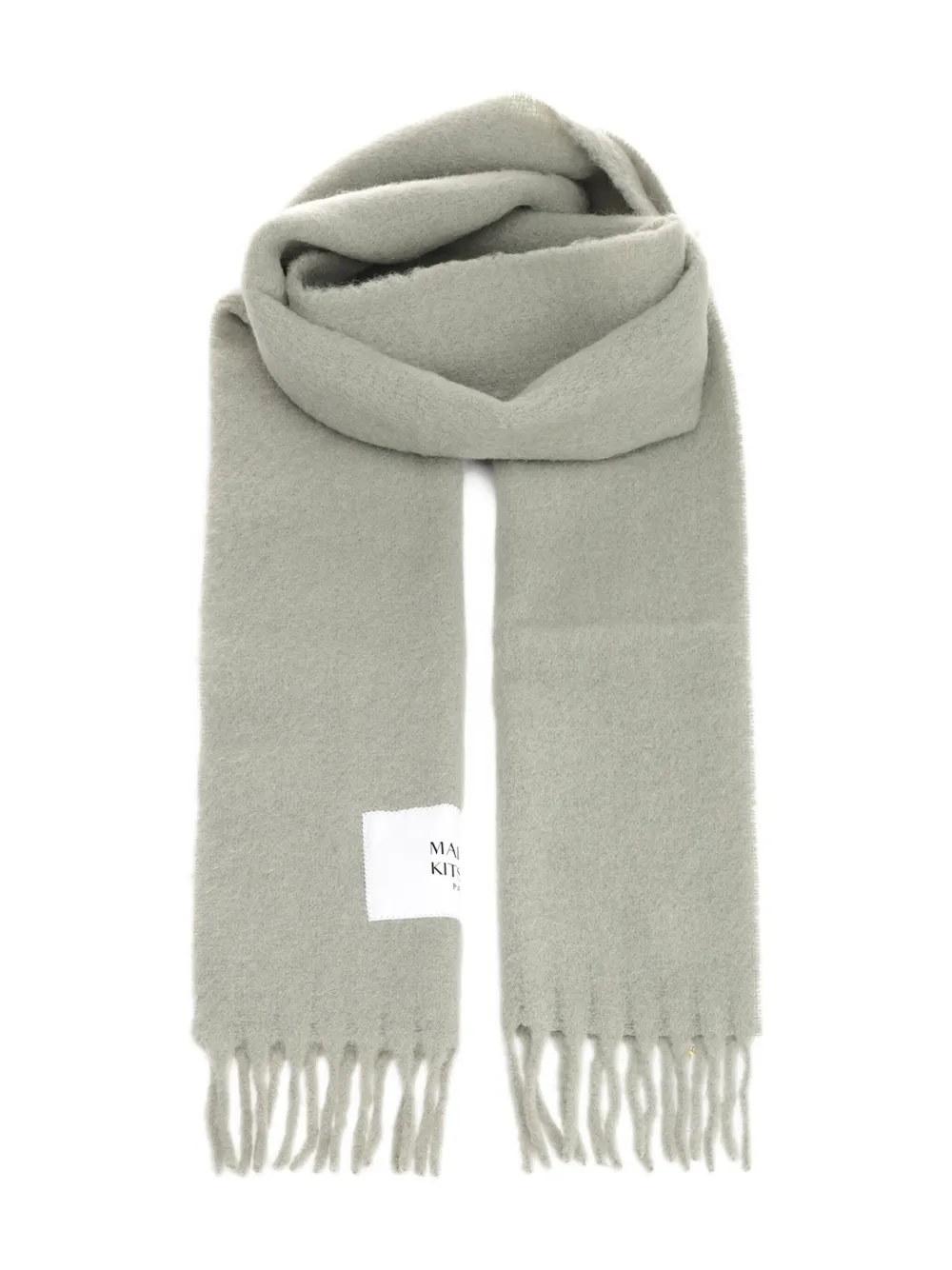 

Шарф с бахромой и нашивкой Maison Kitsuné, серый