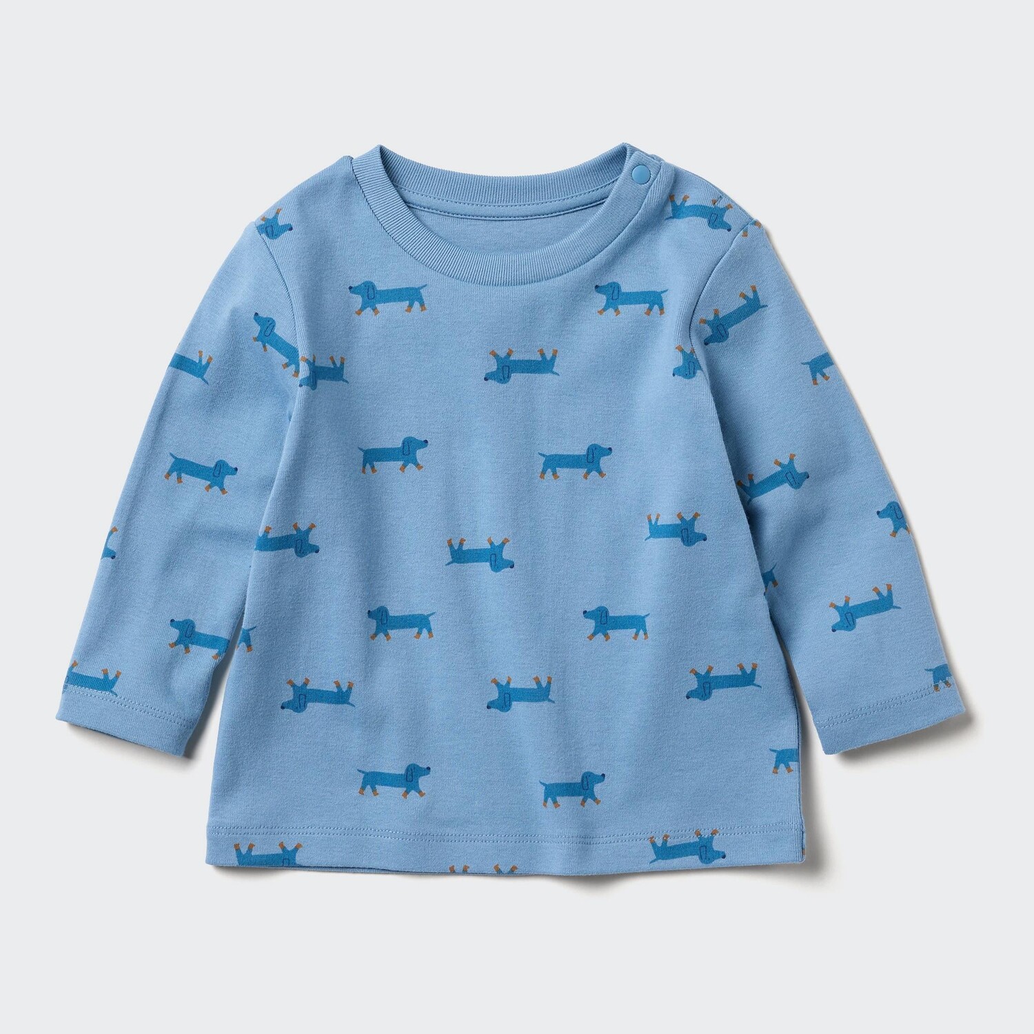 

Хлопковая футболка с круглым вырезом и принтом UNIQLO, синий
