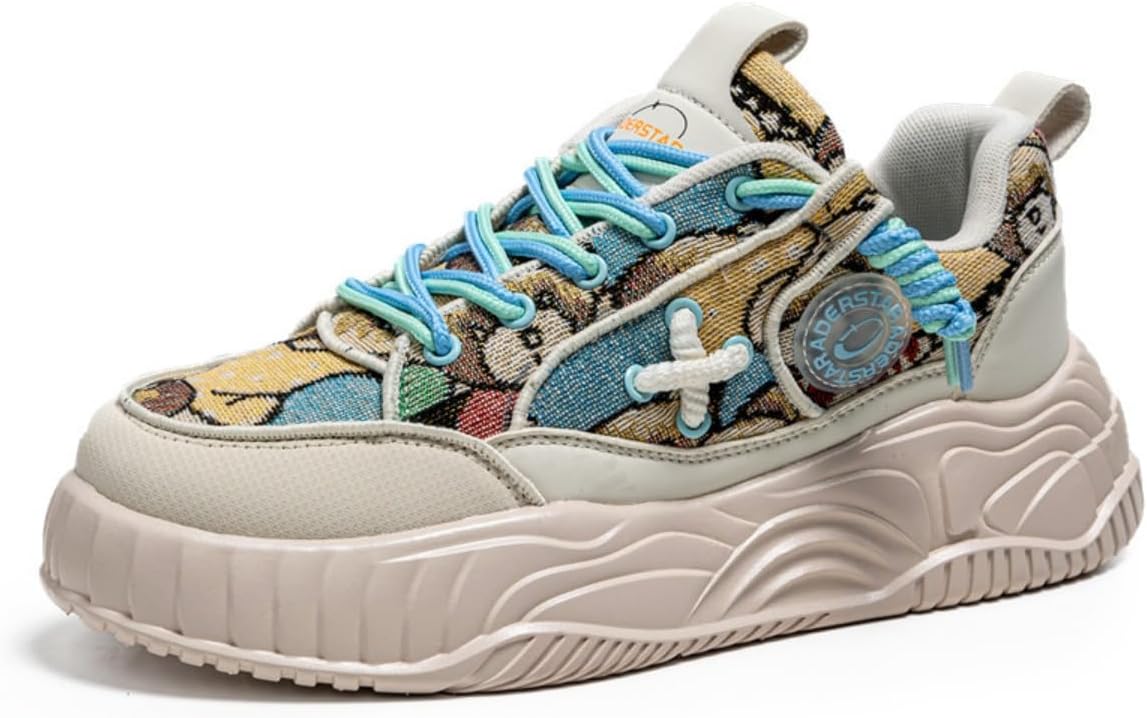 

Ретро кроссовки на платформе из смешанных материалов, увеличивающие рост, повседневная уличная обувь, комфорт на каждый день, подъем на 5 см, уникальный графический дизайн Ctkvbmeoi, черный