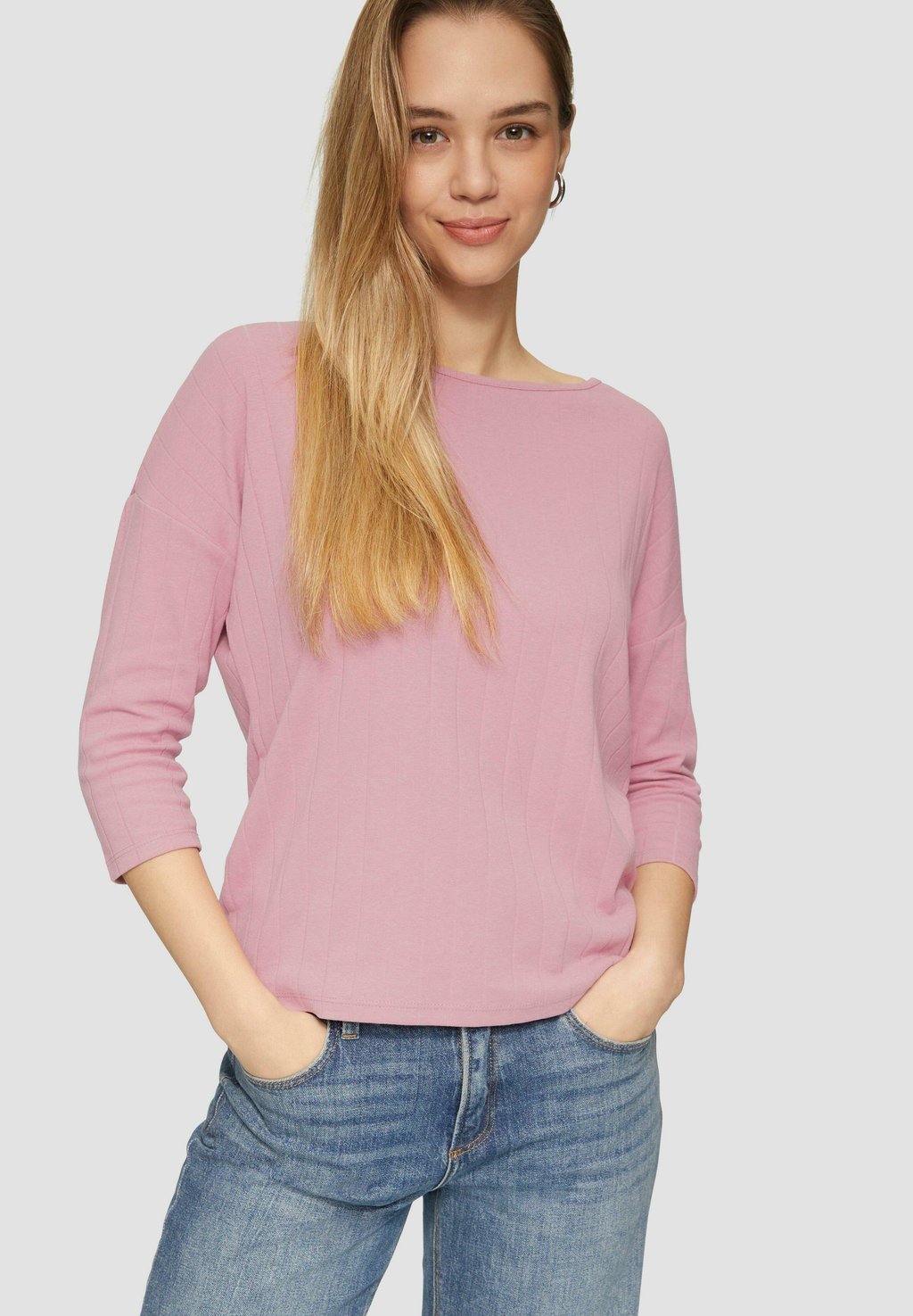 

Топ с длинными рукавами LOOSE FIT MIT DREIVIERTELARM QS, светло-розовый