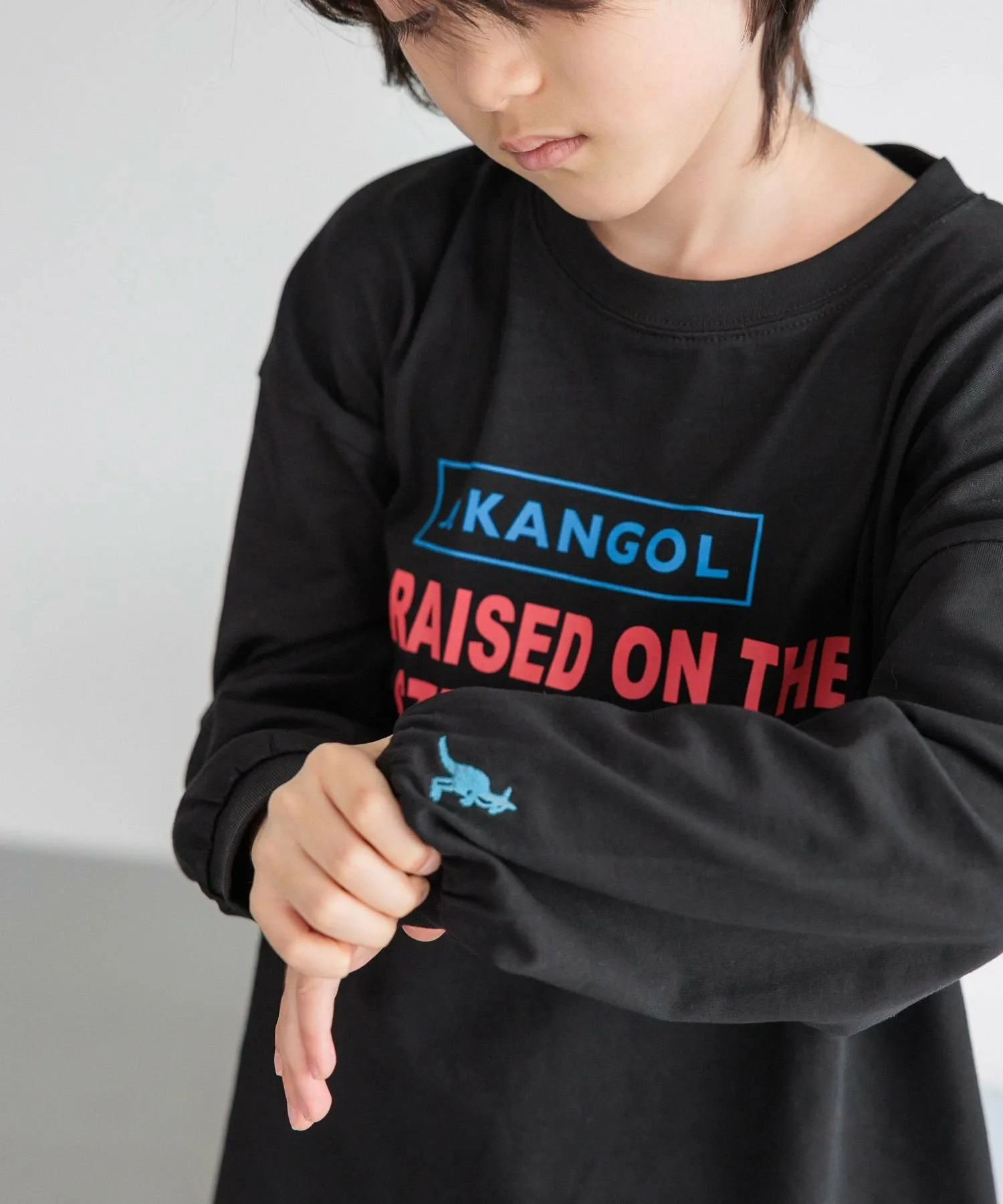 Детская футболка с длинными рукавами и индивидуальным принтом KANGOL Bayflow, Black 19 — фото 4