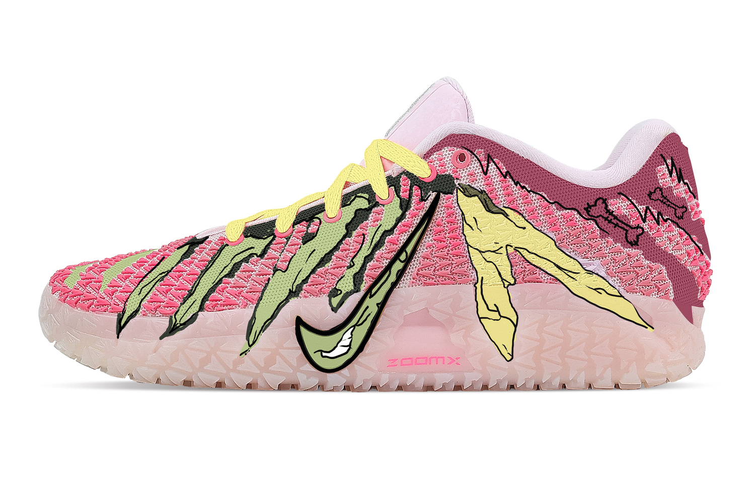 

Nike Мужские низкие баскетбольные кроссовки Ja Morant 3 Fluorescent Surreal Rebound Grip, розово-зеленые