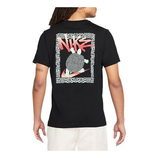 

Футболка Nike Sportswear Back Alphabet Abstract Pattern Round Neck Short Sleeve Black, мультиколор