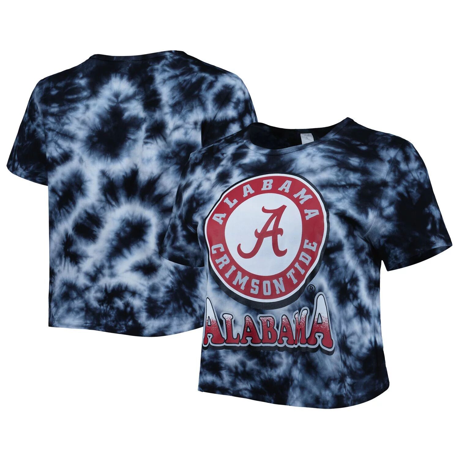

Женская укороченная футболка ZooZatz Black Alabama Crimson Tide Cloud-Dye