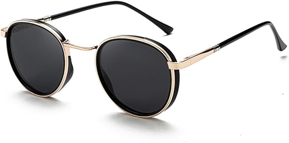 

Винтажные поляризованные круглые солнцезащитные очки для мужчин в стиле стимпанк с металлической оправой, солнцезащитные очки для женщин для вождения, рыбалки, вечеринок, с защитой от УФ-излучения UV400 KTUCN, C02 Golden Black