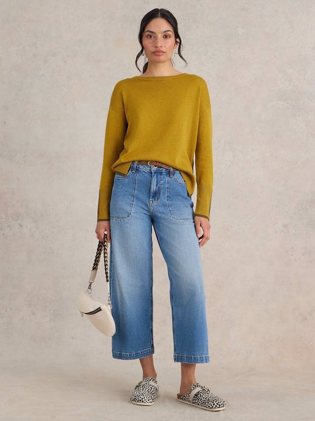 

Джемпер из смесовой органической хлопка оливкового цвета White Stuff, Yellow