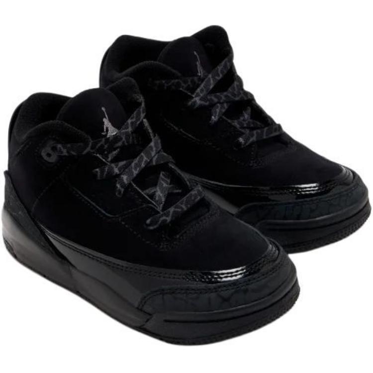 Jordan Air 3 нескользящие износостойкие кроссовки Mid Top для малышей Black — фото 4